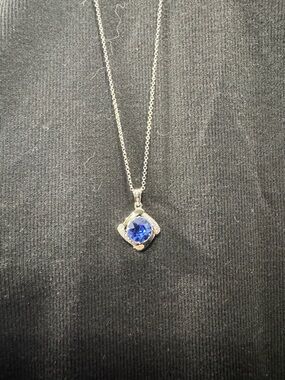 Elle 825 Sterling Silver Necklace with Blue Stone with matching earrings
